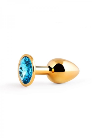 Втулка анальная "Golden plug small" цвет кристалла голубой, размер S