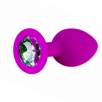 Силиконовая фиолетовая пробка с прозрачным кристаллом S - фото 1