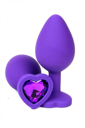 Анальная пробка "Vander" силикон, фиолетовый кристалл сердце S