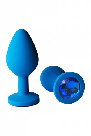Анальная пробка "Vander" силикон, синий кристалл M