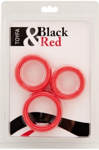 Набор эрекционных колец Red&Black 3 шт 1