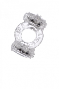 Эрекционное кольцо на пенис с двойной вибрацией прозрачное