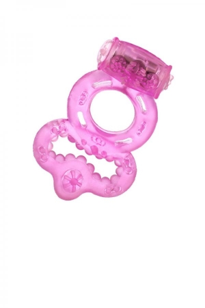 Виброкольцо с подхватом мошонки ToyFa розовое