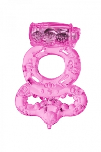 Виброкольцо с подхватом мошонки ToyFa розовое 1