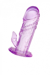 Насадка на пенис стимулирующая с клиторальным отростком ToyFa, фиолетовая