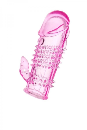Насадка на пенис стимулирующая ToyFa с клиторальным отростком, розовая