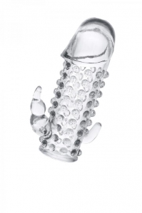 Насадка на пенис стимулирующая с клиторальным отростком ToyFa, прозрачная