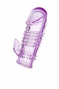 Насадка на пенис стимулирующая ToyFa с клиторальным отростком, фиолетовая