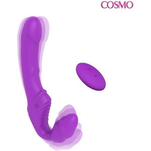 Безремневой анатомический вибро-страпон с дистанционным управлением Cosmo, фиолетовый 2