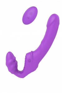 Безремневой анатомический вибро-страпон с дистанционным управлением Cosmo, фиолетовый