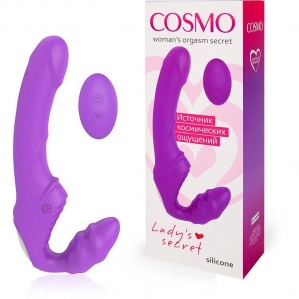 Безремневой анатомический вибро-страпон с дистанционным управлением Cosmo, фиолетовый 1