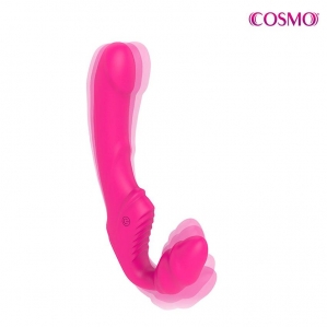 Безремневой анатомический вибро-страпон Cosmo, розовый 2