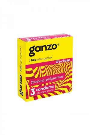 Презервативы Ganzo, точечно-ребристые, 3 шт.