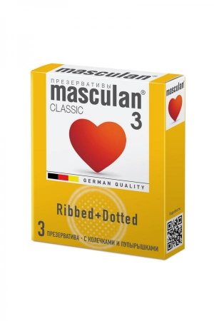 Презервативы Masculan Classic 3 Dotty+ Ribbed, точечно-ребристые, 3 шт.
