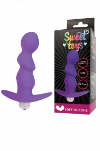 Анальная рельефная втулка с вибрацией Sweet Toys, фиолетовая