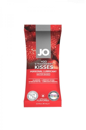 Лубрикант съедобный Jo Flavored Strawberry Kiss "Клубничный поцелуй", 10 мл.