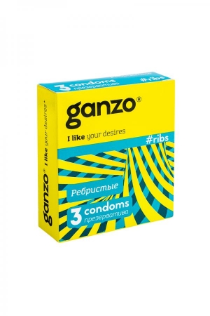 Презервативы Ganzo, ребристые, 3 шт.